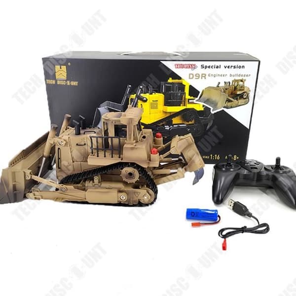TD® 1:18 Desert Yellow Engineer Bulldozer, multifunktionellt fjärrkontrollteknikfordon, barngåva