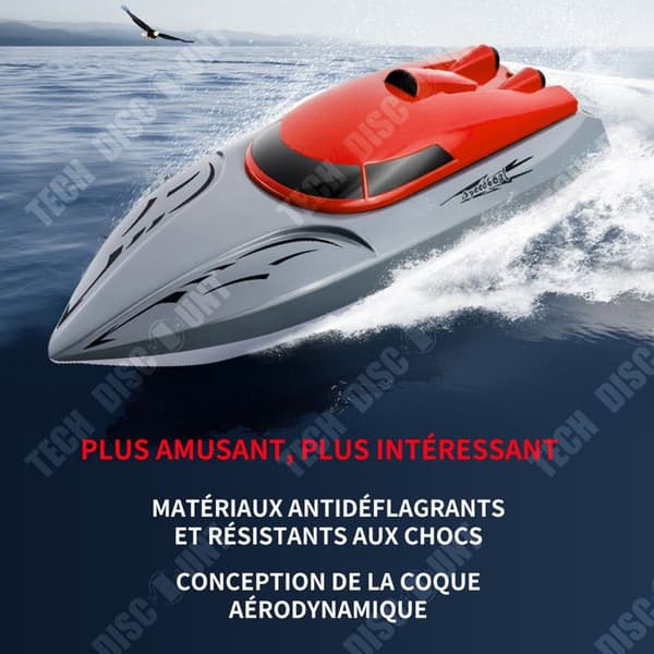 TD Remote Control Boat 2.4G Barns Remote Control Boat Röd Laddningsbar båt Radiostyrd långdistansbåt Sommarvattenleksak