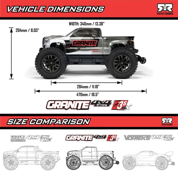 ARRMA Granit 1/10 223S BLX 4X4 Rød - RTR