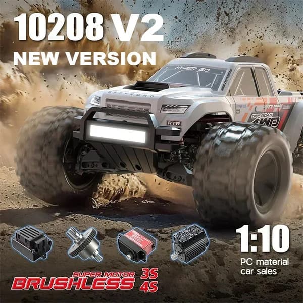 Monster Truck RC, Hög hastighet 80 km/h, Hållbar konstruktion,V2 Vit