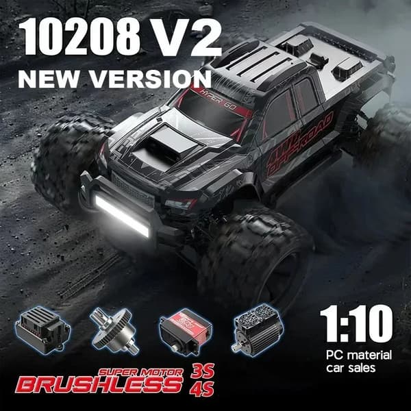 Monster Truck RC, Høj Hastighed 80 km/t, Holdbar Konstruktion,V2 Sort