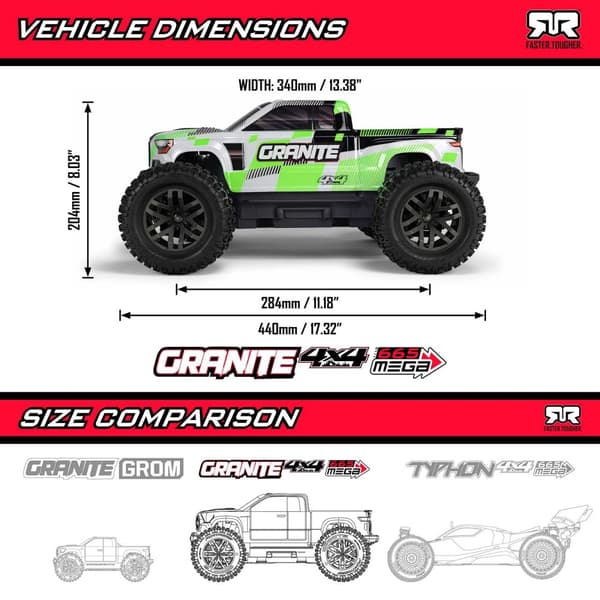 ARRMA Granite Mega 665 Brushed 4WD Green - RTR