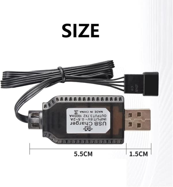 4x USB-oplader til 7.4V 2S LiPo SM-4P – Tilbehør til fjernstyret legetøj batterioplader