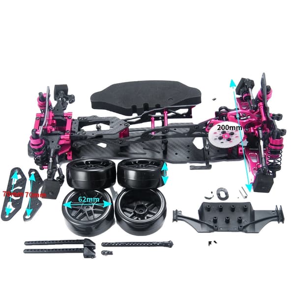 Drift Bil Ramme Kit, Legering & CF Chassis, Bælte Drift,til MR-Pink