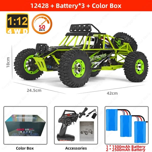 WLtoys 144001 RC-bil, Hög hastighet 60 KM/H, 1:14 skala,12428 3B BX