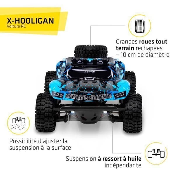 OVERMAX Huoligan Large Speedy Remote Control Car, skala 1:10, 50 km/h hastighet, 100 meters räckvidd, 4x4 Drive, 40min