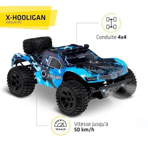 OVERMAX Huoligan Large Speedy Remote Control Car, skala 1:10, 50 km/h hastighet, 100 meters räckvidd, 4x4 Drive, 40min