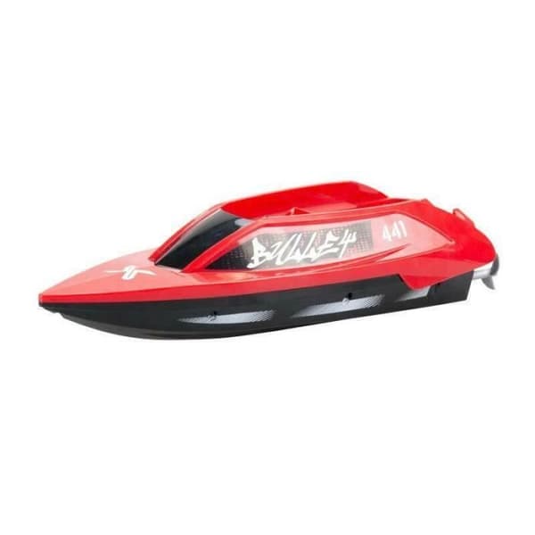 Radiostyrd båt - Exost - Rocketwave - Röd och svart - Batteri - 2,4Ghz - Gun