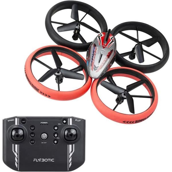 Fjärrstyrd drönare - FLYBOTIC - Bumper Drone Bed - 17 cm - röd och svart - från 8 år