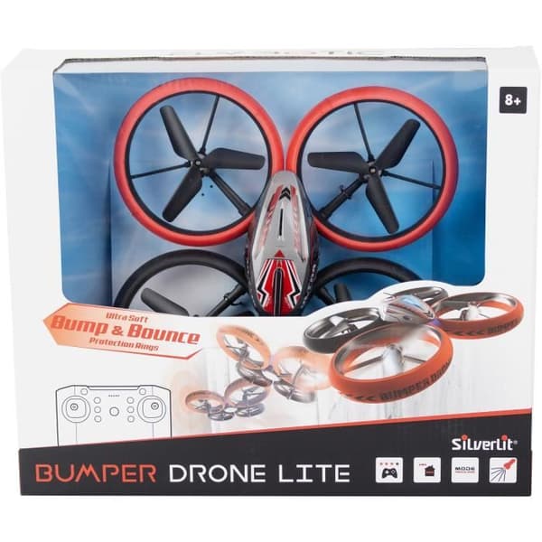 Fjärrstyrd drönare - FLYBOTIC - Bumper Drone Bed - 17 cm - röd och svart - från 8 år