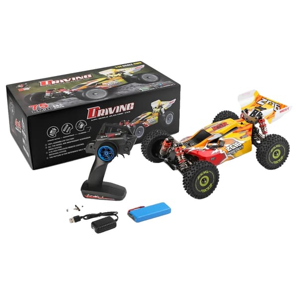 Harjaton RC-auto, 75 km/h nopeus, 100 m ohjausalue,144010 Keltainen