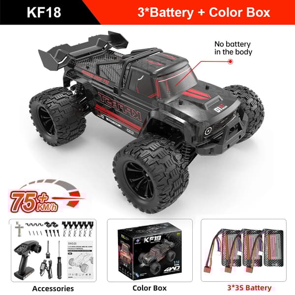 RC Drift -auto, 75+ KM/H maksimi nopeus, 4WD maasto-ominaisuus,KF18 MUSTA 3B BX