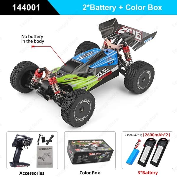 WLtoys 144001 RC Bil, Høj Hastighed 60 KM/T, 1:14 Skala,144001-BU-3B-BX