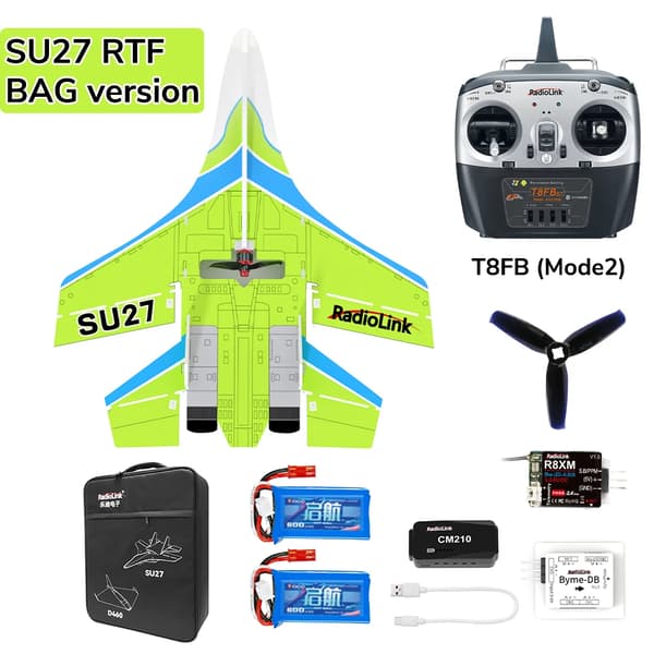 Radiolink SU27 Jager RC Fly, 4000M Kontrolafstand, 3 Flyvemåder,RTFBAGT8FBM2