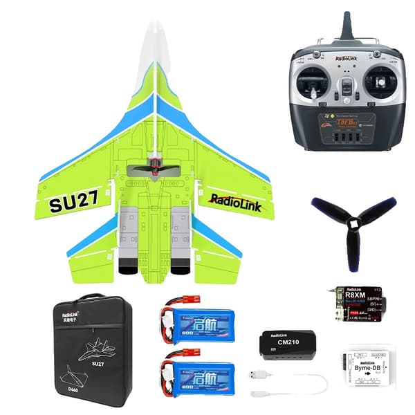 Radiolink SU27 Jager RC Fly, 4000M Kontrolafstand, 3 Flyvemåder,RTFBAGT8FBM2
