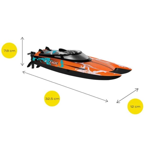 Radiostyrd båt OVERMAX X-Tide - 25 km/h - 2 x 17min - 2 x batteri