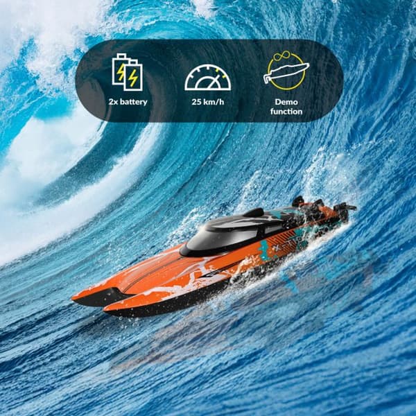 Radiostyrd båt OVERMAX X-Tide - 25 km/h - 2 x 17min - 2 x batteri