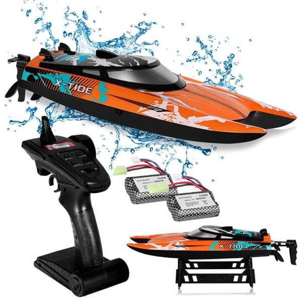 Radiostyrd båt OVERMAX X-Tide - 25 km/h - 2 x 17min - 2 x batteri