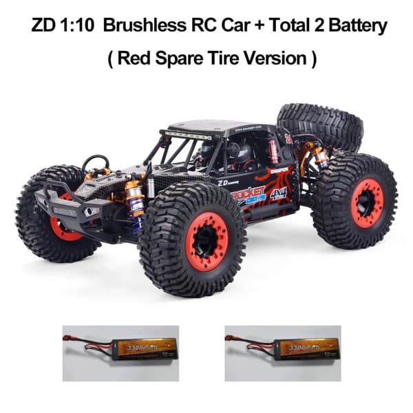 ZD Racing RC-bil, 80 km/h hastighet, 3S 11.1V batteri,Röd reservdäck 2B