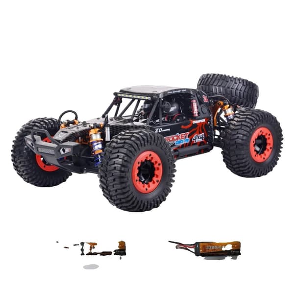 ZD Racing RC-bil, 80 km/h hastighet, 3S 11.1V batteri,Röd reservdäck 2B