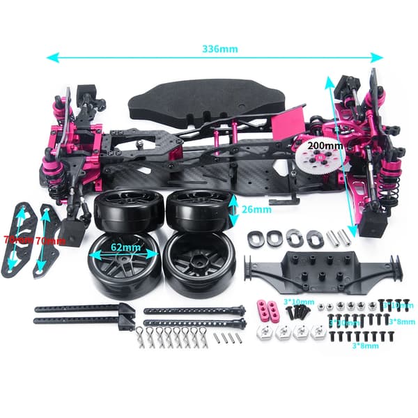 AXSPEED MR Chassi Ram Kit, 257 mm Hjulbas, Legering & Kolfiber Material,257 mm hjulbas