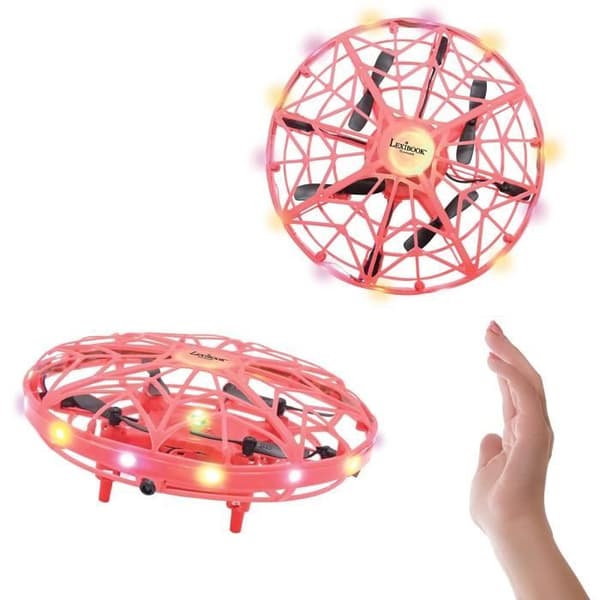 LEXIBOOK Mini Induction Flying Drone - Gesture Control - Altitude Hold - Ljuseffekter - Röd/Svart