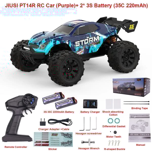RC-bil, 80 km/h hastighet, 1/14 skala, 4 kanaler,MT14R Lila 2B