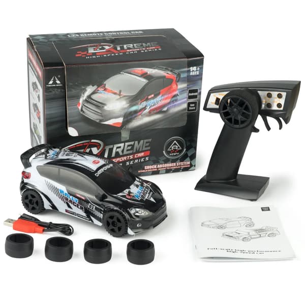 RC Bil, 1:24 Skala, 20 km/t Hastighed, 4CH Fjernbetjening,Hvid En Batteri
