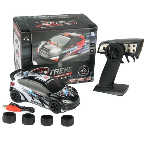 RC Bil, 1:24 Skala, 20 km/t Hastighed, 4CH Fjernbetjening,Hvid En Batteri