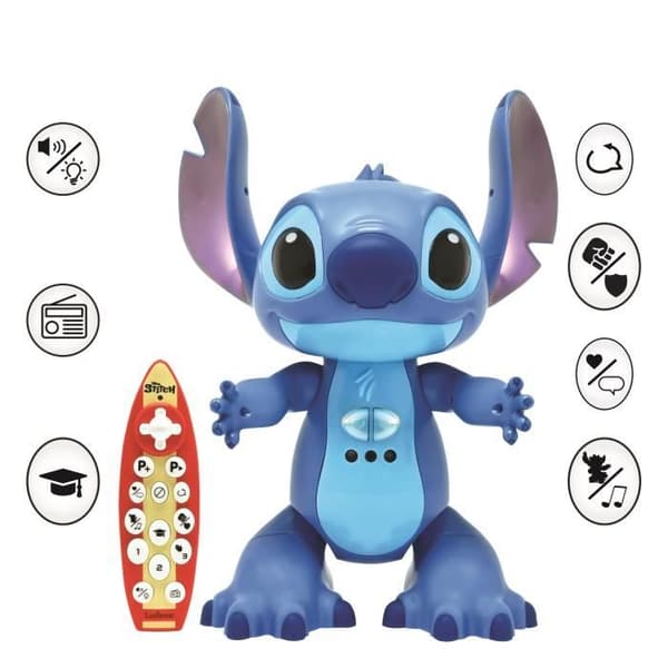 Lexibook - Tvåspråkig och interaktiv fjärrstyrd Stitch-robot, med Stitchs riktiga röst