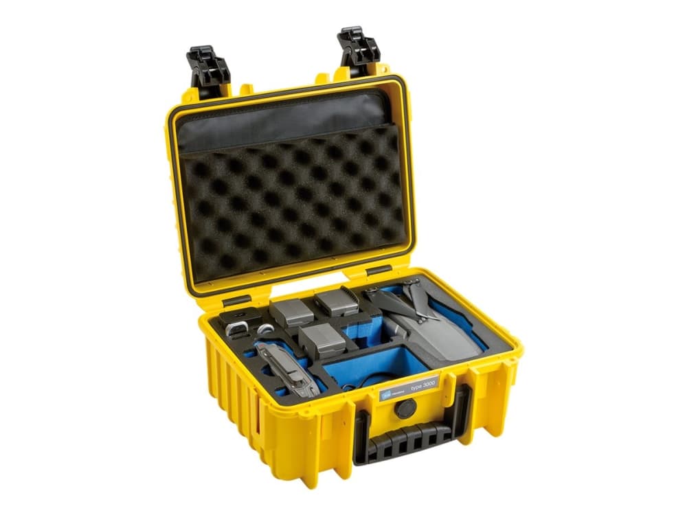 B&W outdoor.cases Type 3000 - Hårt fodral för drönare - polypropylen - gul - för DJI Mavic 2 Pro, Zoom