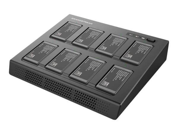 Grandstream GMC08 - Batterilader + AC-strømadapter - 8 x batterier lader - 24 watt - 1 A - 8 utgangskontakter - for P/N: WP820-BATT Grå