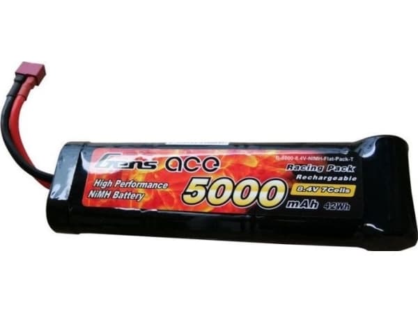Gens ace B-5000-8.4V-NIMH-Flat-Pack-T, Batteri, Svart