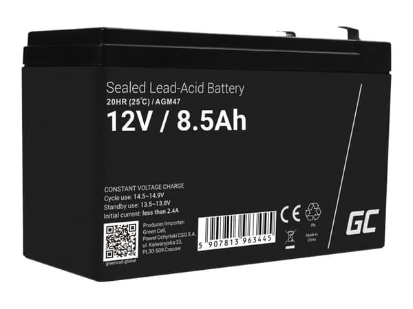 Green Cell - UPS-batteri - Sealed Lead Acid (SLA) - 8.5 Ah - svart