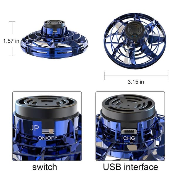 Effektfull Flygande Spinner Fidget Toy Drönare LED-Ljus