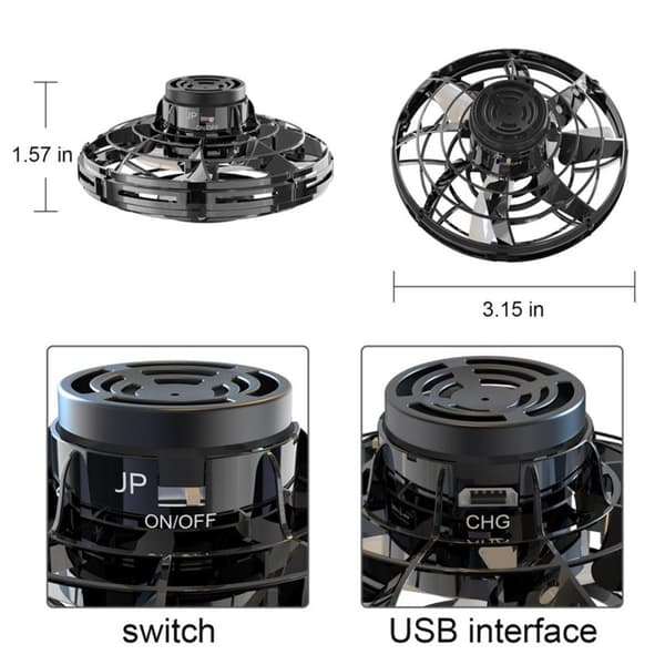 Effektfull Flygande Spinner Fidget Toy Drönare LED-Ljus