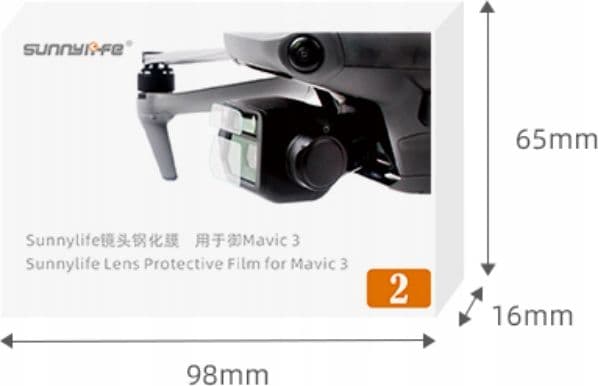 SunnyLife 2 stk glass linsedeksler for DJI Mavic 3 Drone / M3-bhm121-1