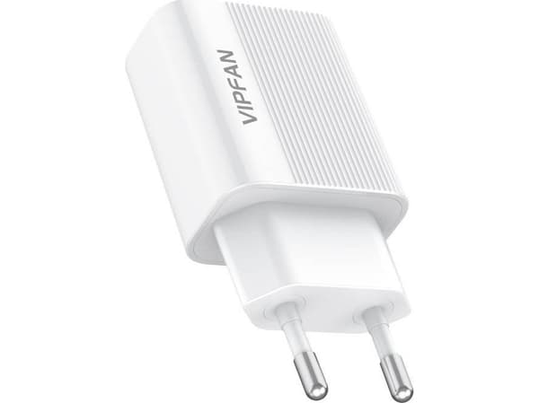 Vipfan E01 nätladdare, 1x USB, 2,4A + Micro USB-kabel (vit)