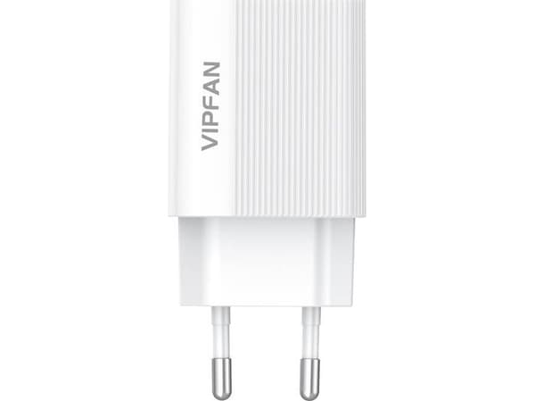 Vipfan E01 nätladdare, 1x USB, 2,4A + Micro USB-kabel (vit)