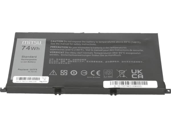Bateria Mitsu Bateria 357F9 do Dell Inspiron 5577 7557 6600mAh 6600mAh