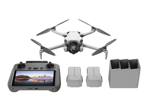 DJI Mini 4 Pro Fly More Combo (RC 2), 4 roottoria, 48 MP, 3840 x 2160 pikseliä, 16 m/s, 2590 mAh, Musta, Valkoinen