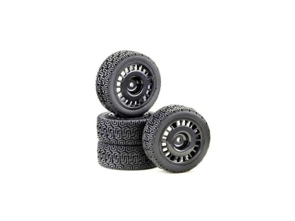 Absima 1:10 Rally Rally Rally Winded Complete Wheels Musta 4 kpl