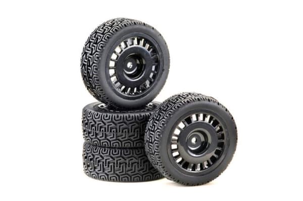 Absima 1:10 Rally Rally Rally Winded Complete Wheels Musta 4 kpl