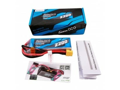 Gens ace G-Tech 2200mAh 11.1V 45C 3S1P Lipo Battery Pack with XT60 Plug, Battery, Black