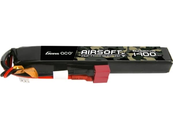 Gens Ace 25C 1400mAh 2S1P 7.4V Airsoft Gun Lipo akku T-liittimellä varustettuna