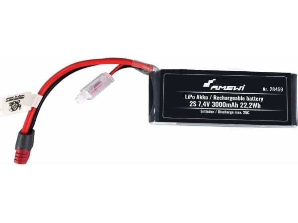 Amewi LiPo akku 2S 7.4V 3000mAh 25C T-pistoke