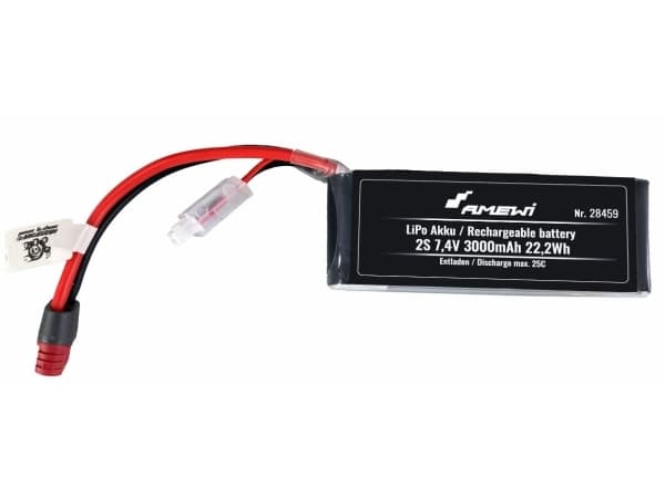 Amewi LiPo akku 2S 7.4V 3000mAh 25C T-pistoke