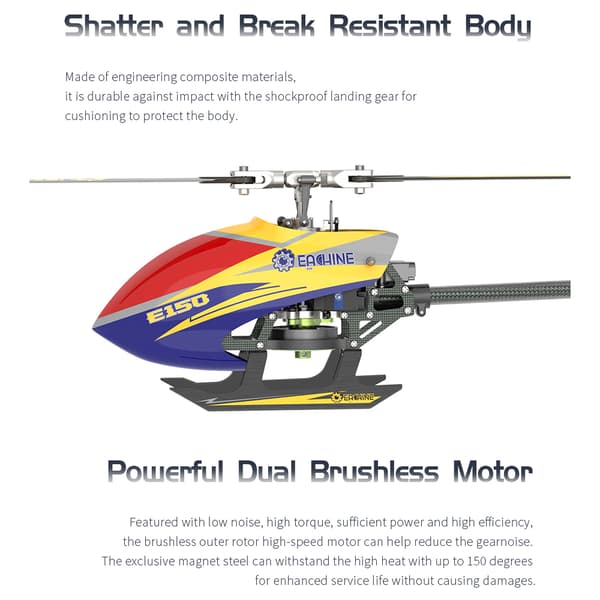 Borstlös Flybarless RC Helikopter Drone 2.4G 6CH 6-läges fjärrkontroll 3D6G Dubbel BNF RC Plane