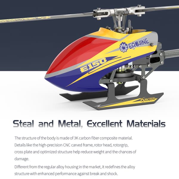 Borstlös Flybarless RC Helikopter Drone 2.4G 6CH 6-läges fjärrkontroll 3D6G Dubbel BNF RC Plane