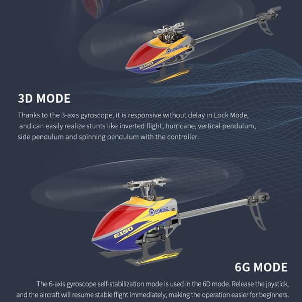 Borstlös Flybarless RC Helikopter Drone 2.4G 6CH 6-läges fjärrkontroll 3D6G Dubbel BNF RC Plane